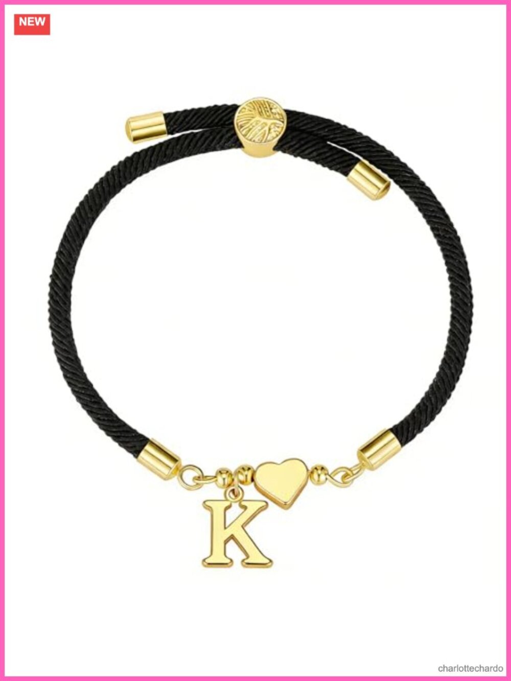 Initial Bracelet Women Braided Rope Heart Adjustable Letter K Jewelry